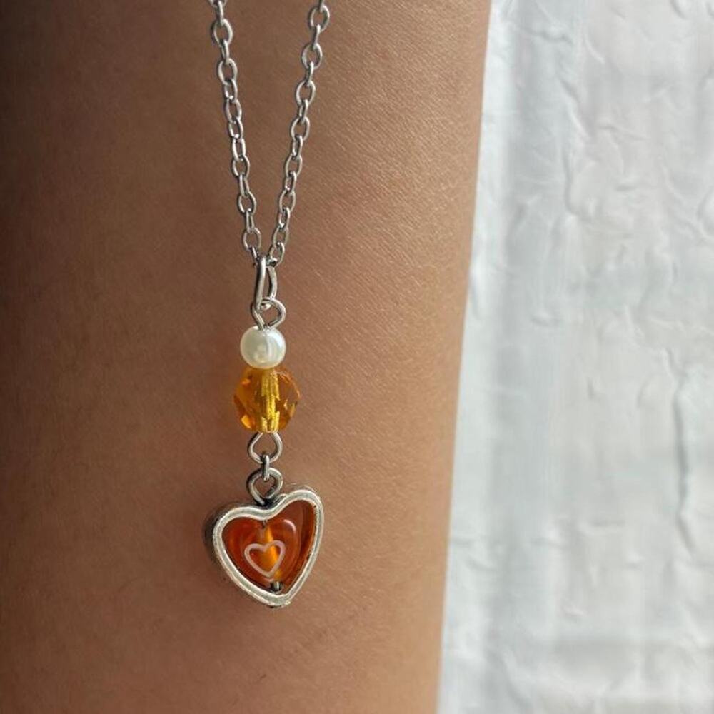 Silver heart y shaped dangle